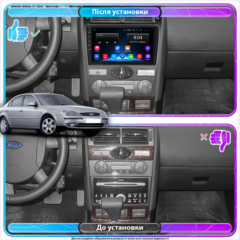 Штатная магнитола Lesko для Ford Mondeo III 2000-2003 экран 9" 2/32Gb Wi-Fi GPS Base
