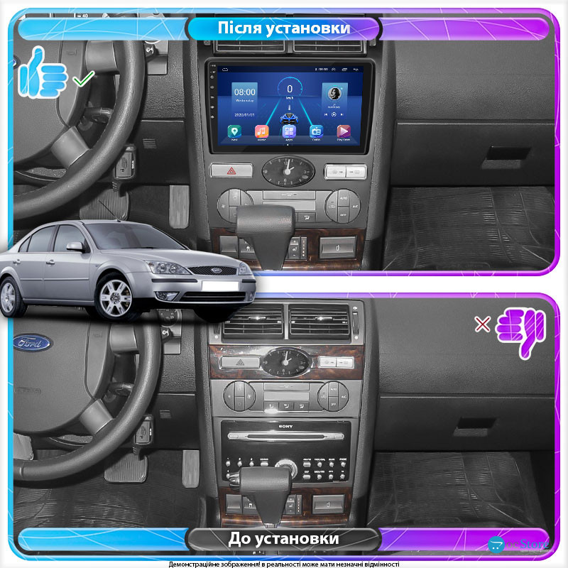 Штатная магнитола Lesko для Ford Mondeo III 2000-2003 экран 9" 4/64Gb 4G Wi-Fi GPS Top