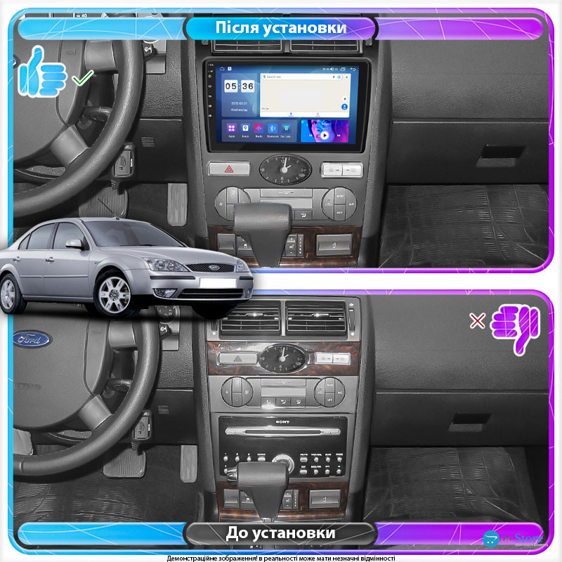 Штатная магнитола Lesko для Ford Mondeo III Рестайлинг 2003-2007 экран 9" 2/32Gb CarPlay 4G Wi-Fi GPS Prime