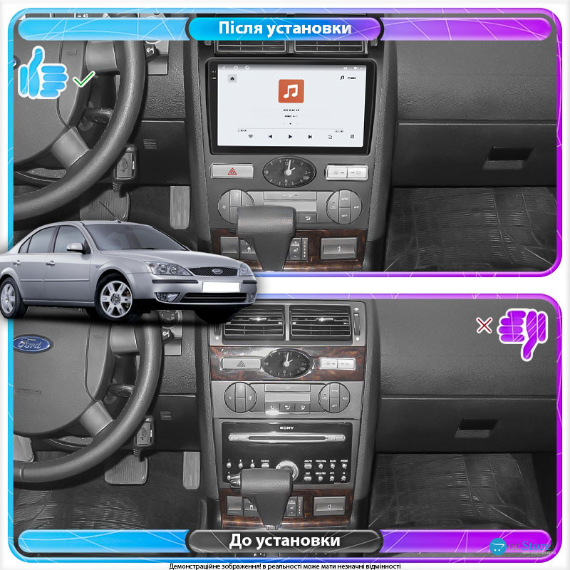 Штатная магнитола Lesko для Ford Mondeo III Рестайлинг 2003-2007 экран 9" 4/64 QLED CarPlay 4G Wi-Fi GPS 360 Prime