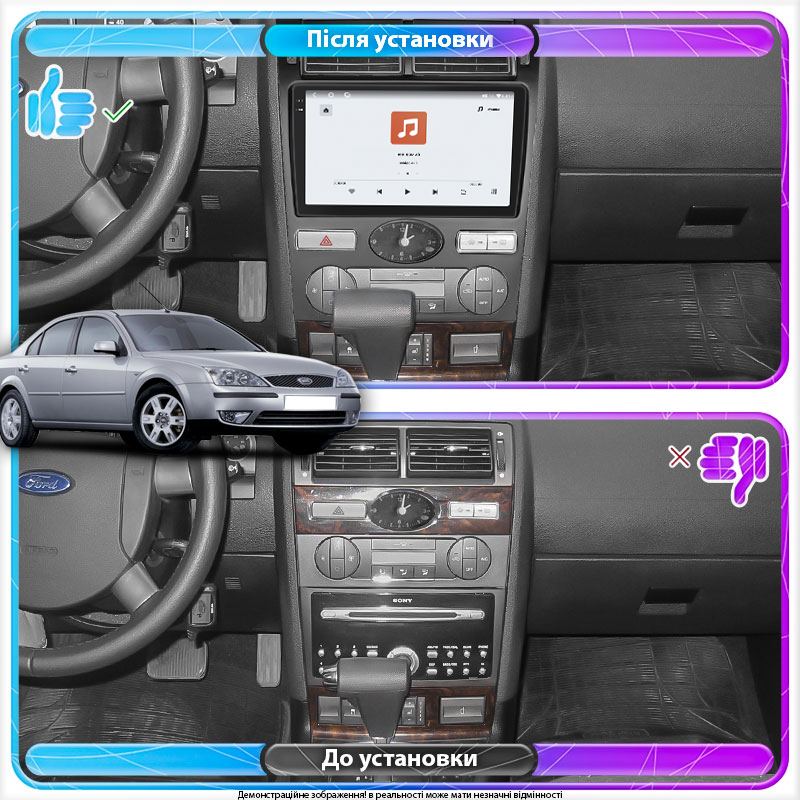 Штатная магнитола Lesko для Ford Mondeo III Рестайлинг 2003-2007 экран 9" 4/64 QLED CarPlay 4G Wi-Fi GPS 360 Prime
