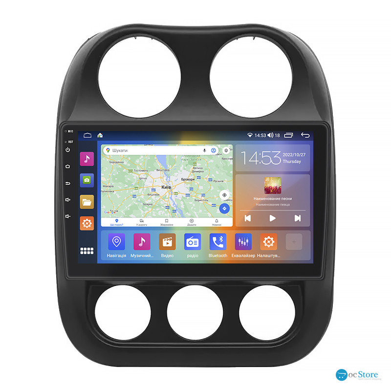 Штатная магнитола Lesko для Jeep Compass I Рестайлинг 2 2013-2016 экран 10" 2/32Gb CarPlay 4G Wi-Fi GPS Prime