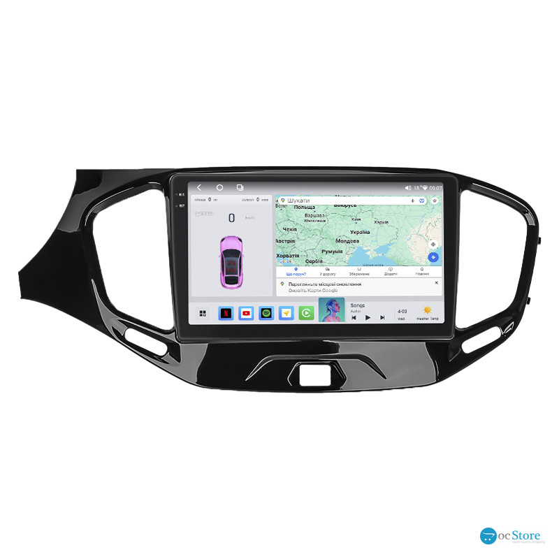 Штатная магнитола Lesko для LADA (ВАЗ) Vesta I 2015-н.в. экран 9" 4/64 QLED CarPlay 4G Wi-Fi GPS 360 Prime