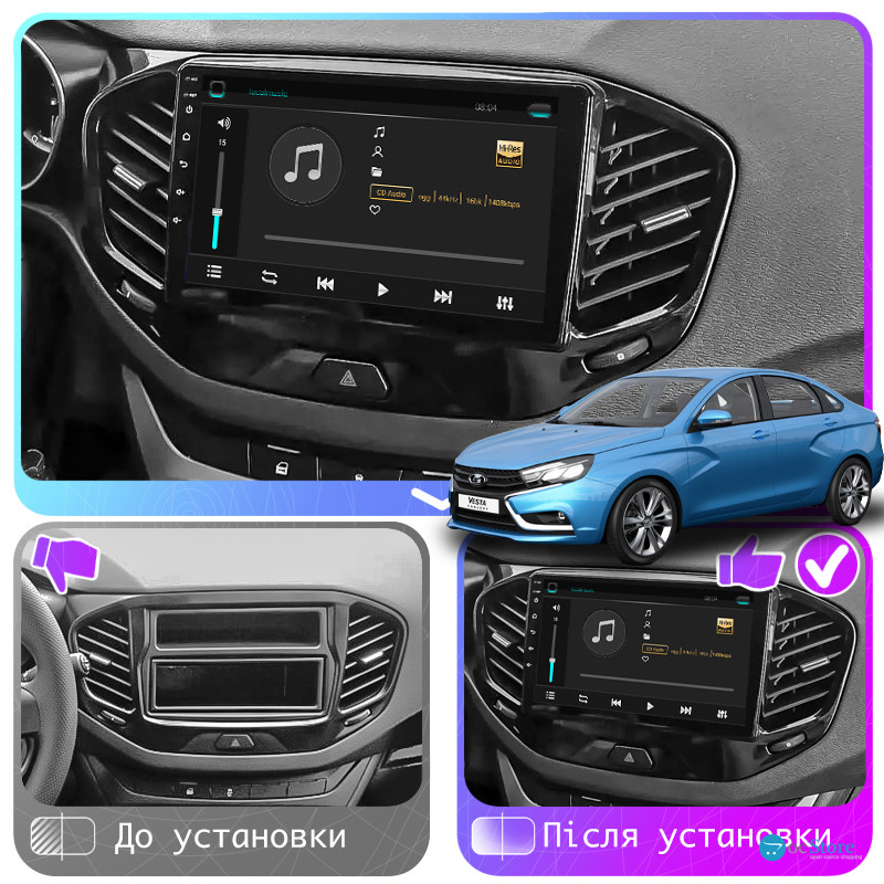 Штатная магнитола Lesko для LADA (ВАЗ) Vesta I 2015-н.в. экран 9" 2/32Gb 4G Wi-Fi GPS Top
