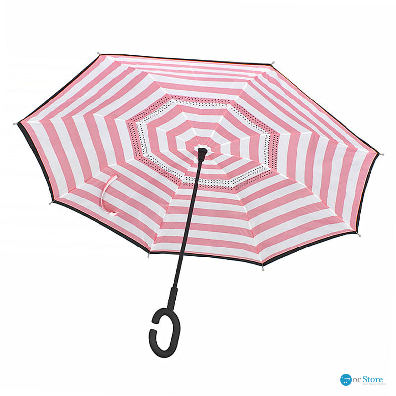 Зонт наоборот Up-Brella Розово-белые полосы