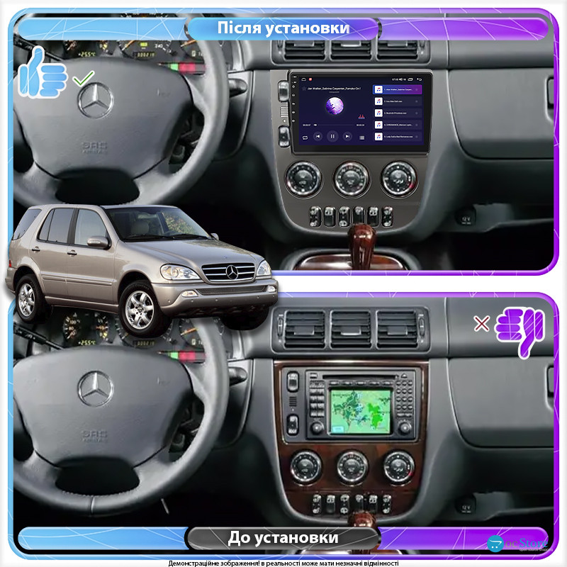 Штатная магнитола Lesko для Mercedes-Benz M-Класс AMG I (W163) 2000-2001 экран 9" 6/128Gb 4G Wi-Fi GPS Top