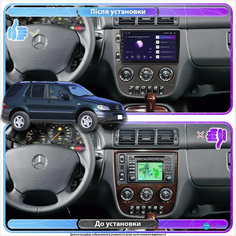 Штатная магнитола Lesko для Mercedes-Benz M-Класс I (W163) 1997-2001 экран 9" 6/128Gb 4G Wi-Fi GPS Top