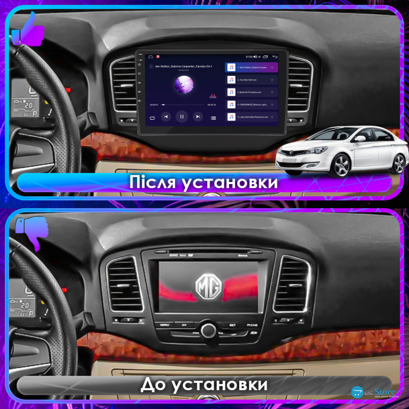 Штатная магнитола Lesko для MG 350  2010-2015 экран 9" 6/128Gb 4G Wi-Fi GPS Top