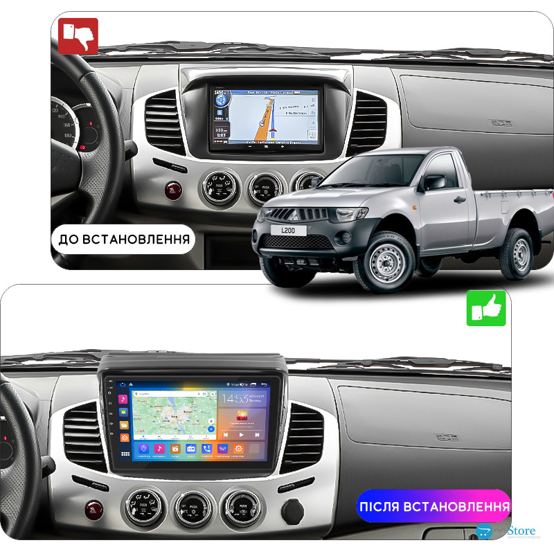 Штатная магнитола Lesko для Mitsubishi L200 IV 2006-2014 экран 9" 2/32Gb CarPlay 4G Wi-Fi GPS Prime