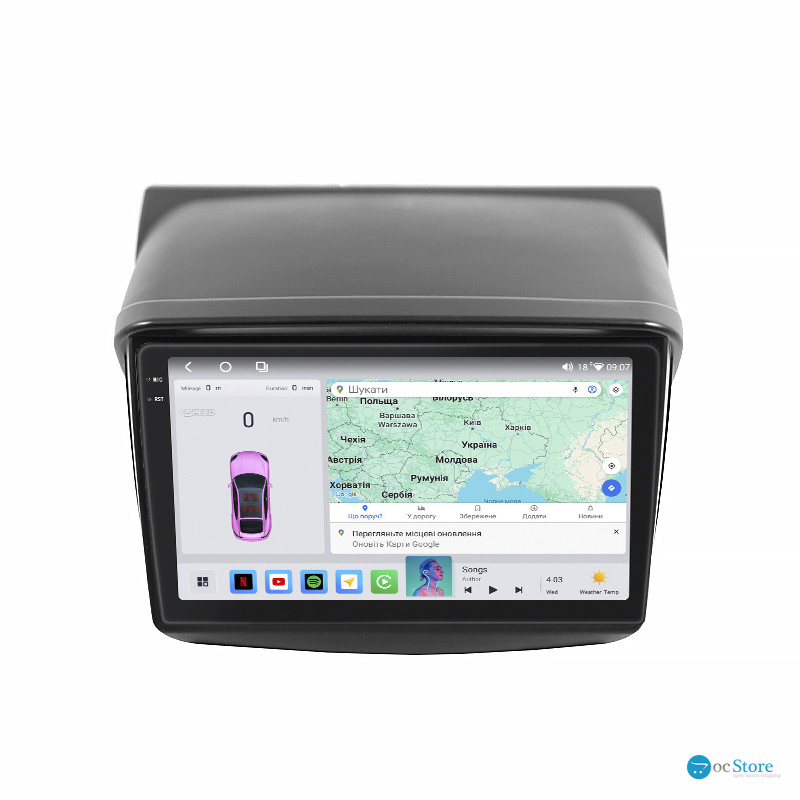 Штатная магнитола Lesko для Mitsubishi L200 IV Рестайлинг 2013-2015 экран 9" 4/64 QLED CarPlay 4G Wi-Fi GPS 360 Prime