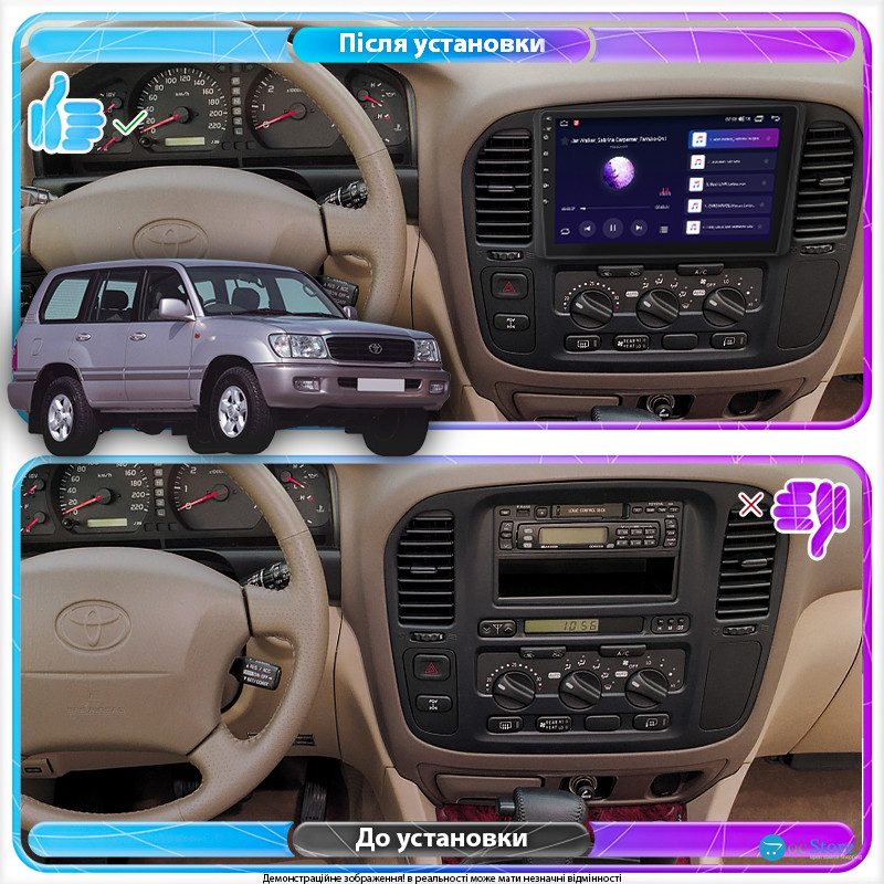 Штатная магнитола Lesko для Toyota Land Cruiser 100 Series 1998-2002 экран 9" 2/32Gb Wi-Fi GPS Base