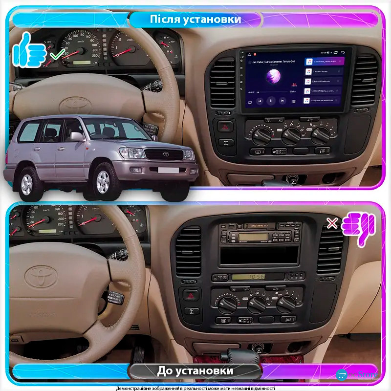 Штатная магнитола Lesko для Toyota Land Cruiser 100 Series 1998-2002 экран 9" 6/128Gb 4G Wi-Fi GPS Top
