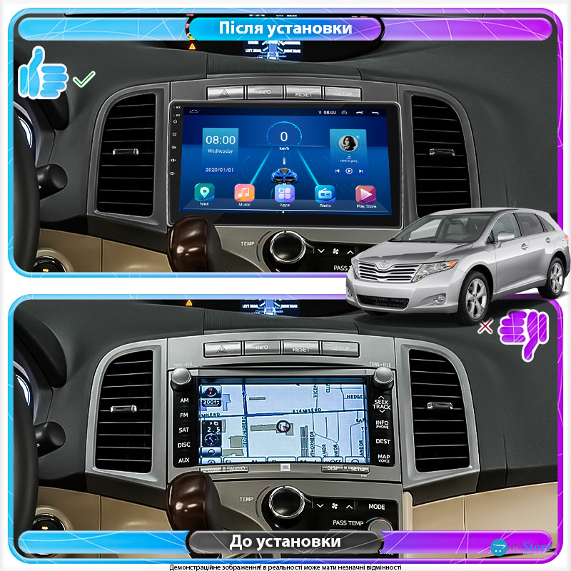 Штатная магнитола Lesko для Toyota Venza I 2008-2012 экран 9" 4/64Gb 4G Wi-Fi GPS Top