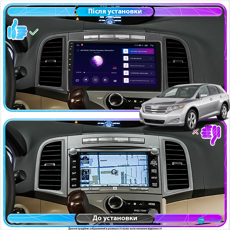Штатная магнитола Lesko для Toyota Venza I Рестайлинг 2012-2017 экран 9" 2/32Gb CarPlay 4G Wi-Fi GPS Prime