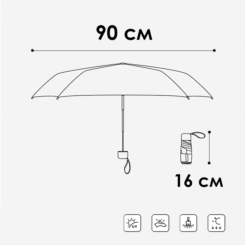 Мини-зонт 191T карманный с чехлом капсулой Dark Green