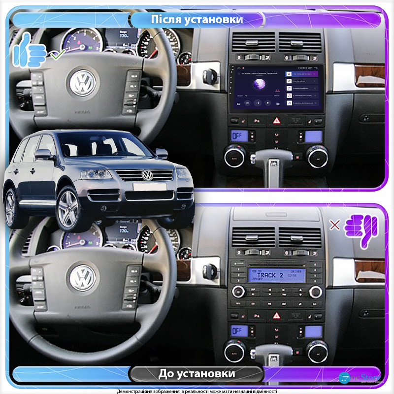 Штатная магнитола Lesko для Volkswagen Touareg I ver 2 2002-2010 экран 9" 2/32Gb 4G Wi-Fi GPS Top