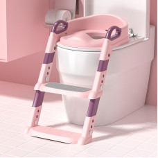Детское сиденье на унитаз со ступенькой и ручками Bestbaby BC-108 Pink
