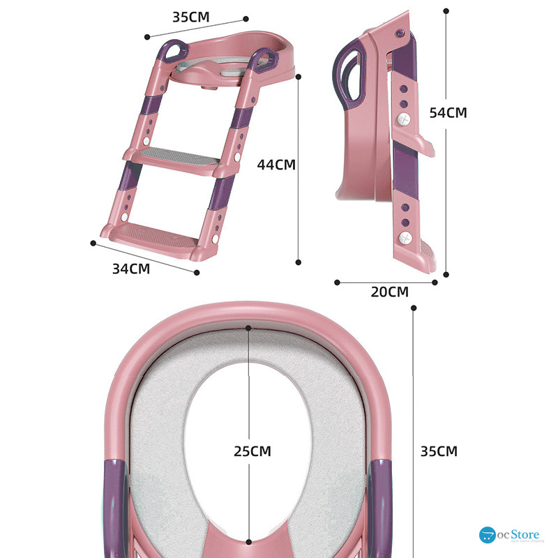 Детское сиденье на унитаз со ступенькой и ручками Bestbaby BC-108 Pink