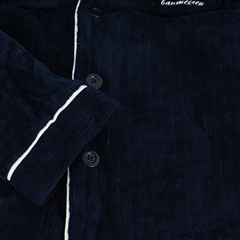 Комплект мужской пижамы CK-208 Dark Blue рубашка с длинным рукавом и штанами теплая 2XL