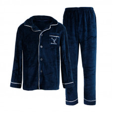 Комплект мужской пижамы CK-208 Dark Blue рубашка с длинным рукавом и штанами теплая XL