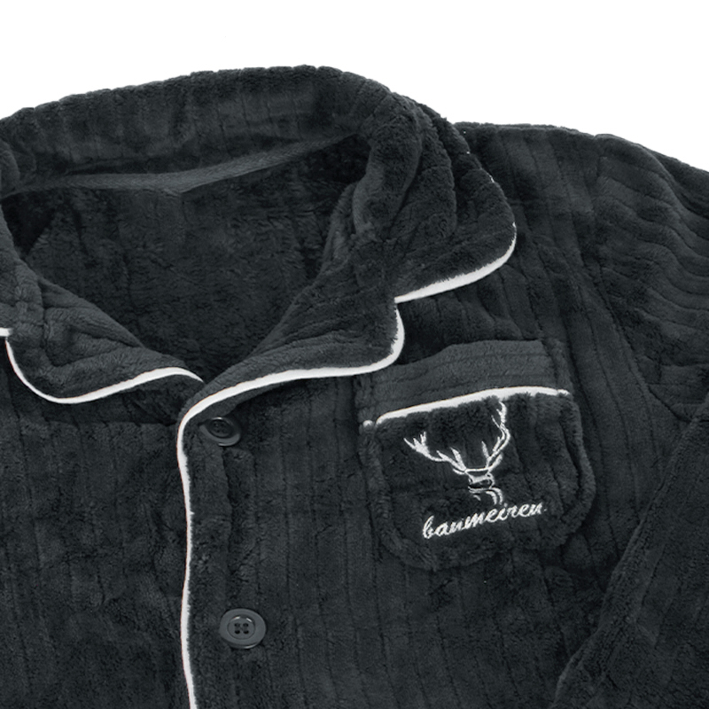 Комплект мужской пижамы CK-214 Gray рубашка с длинным рукавом и штанами теплая XL