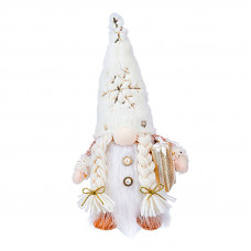 Новогодняя игрушка Рождественский Гном светящийся А9-10 32*10 с подарком White