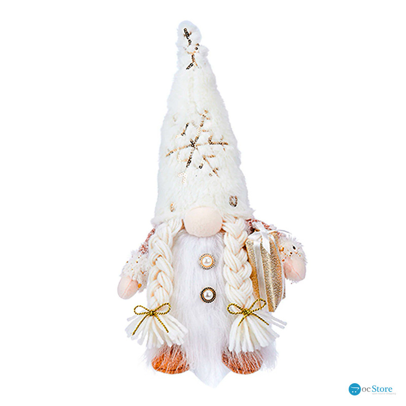Новогодняя игрушка Рождественский Гном светящийся А9-10 32*10 с подарком White