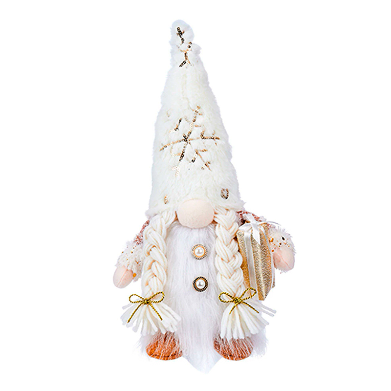 Новогодняя игрушка Рождественский Гном светящийся А9-10 32*10 с подарком White