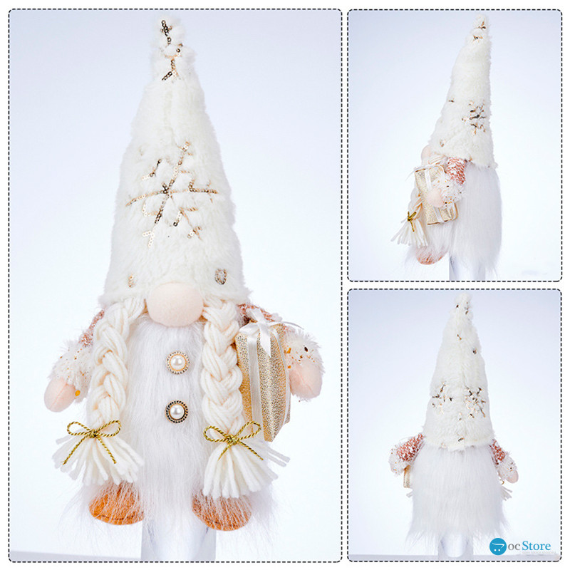 Новогодняя игрушка Рождественский Гном светящийся А9-10 32*10 с подарком White