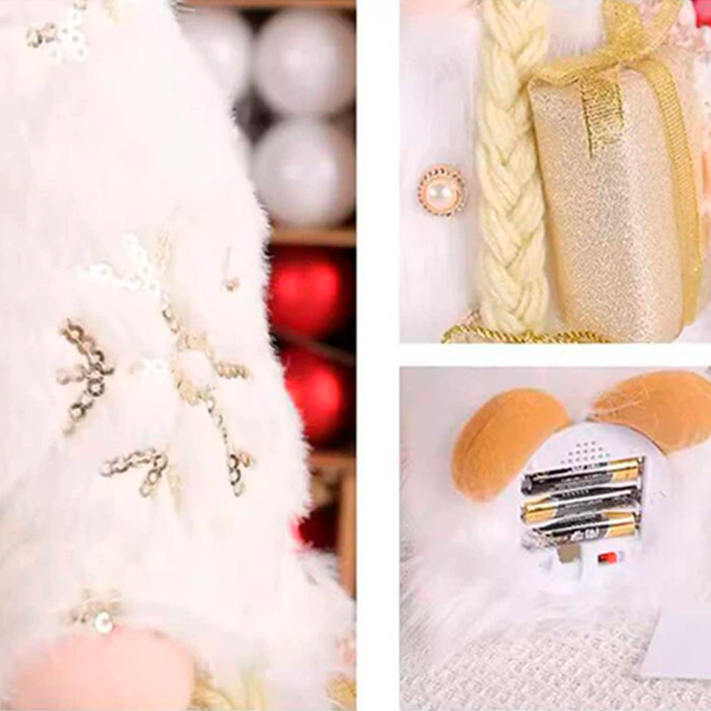 Новогодняя игрушка Рождественский Гном светящийся А9-10 32*10 с подарком White