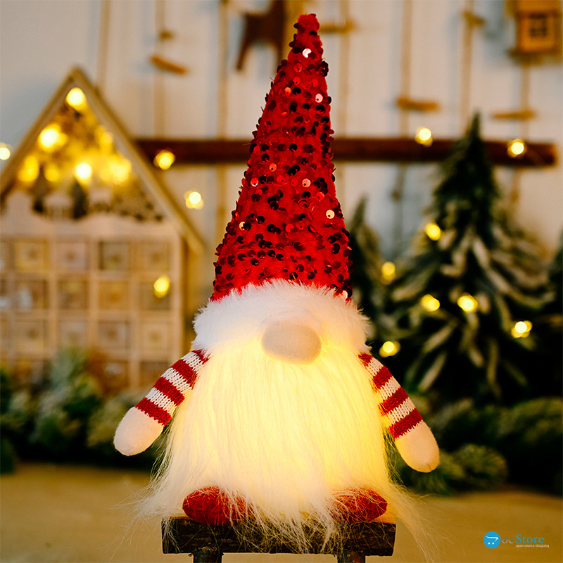 Новогодняя игрушка Рождественский Гном A1 светящийся 30*10 Red