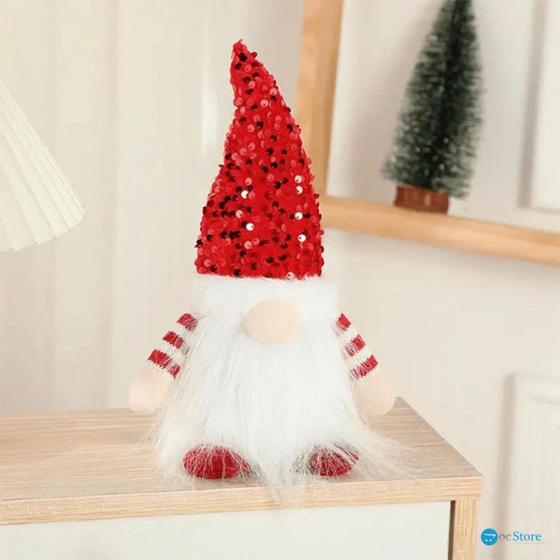 Новогодняя игрушка Рождественский Гном A1 светящийся 30*10 Red