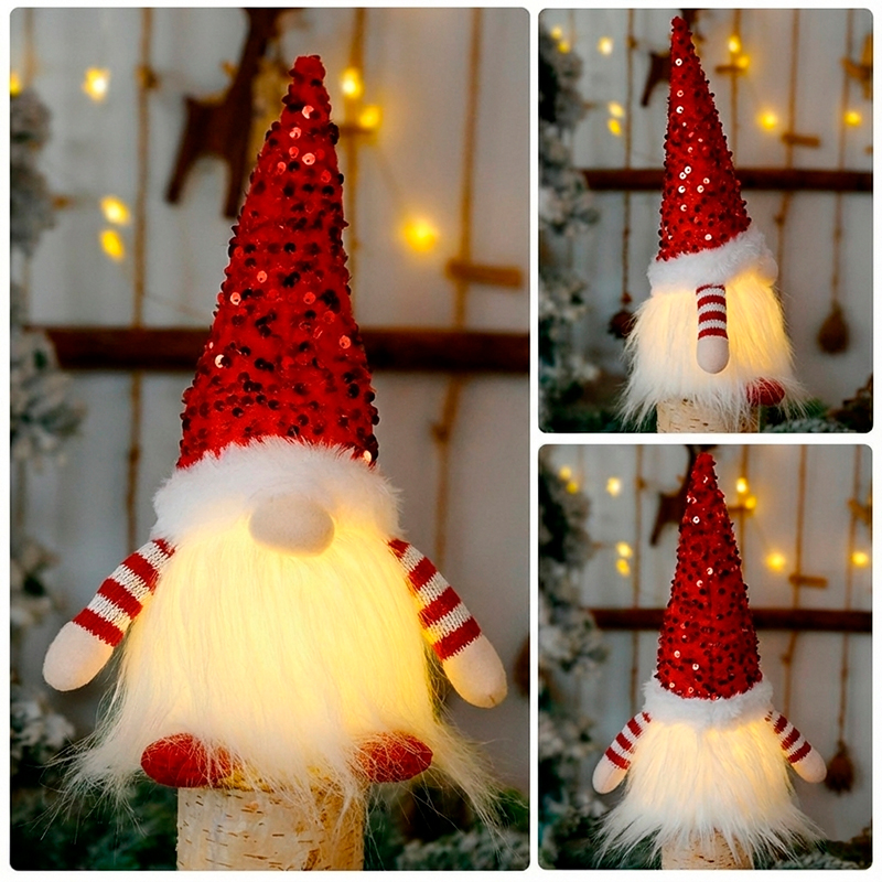 Новогодняя игрушка Рождественский Гном A1 светящийся 30*10 Red