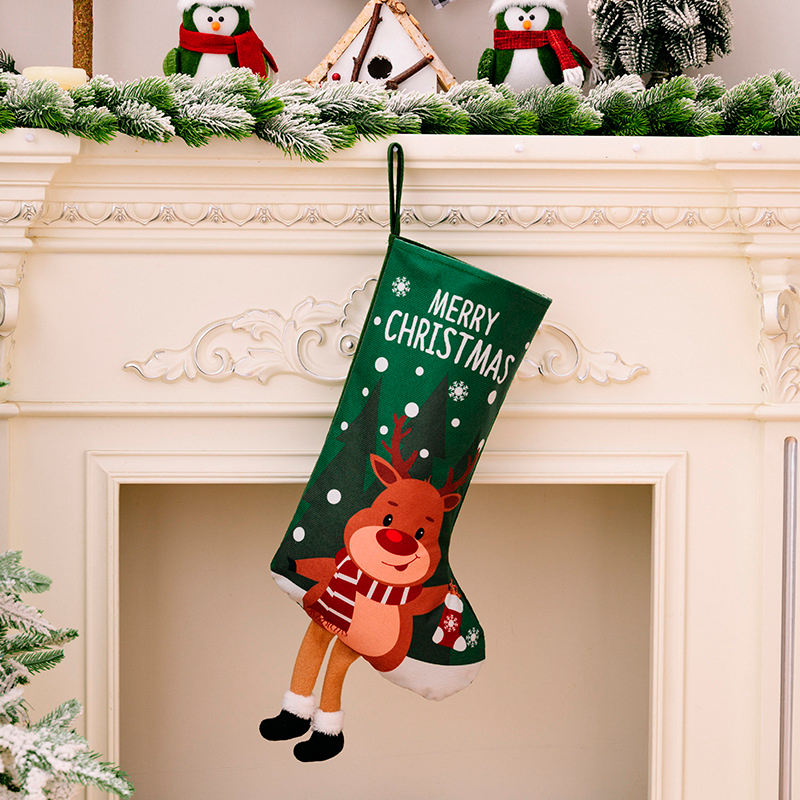Новогодний декоративный носок для подарков F18 Олень