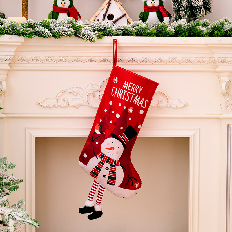 Новогодний декоративный носок для подарков F18 Снеговик