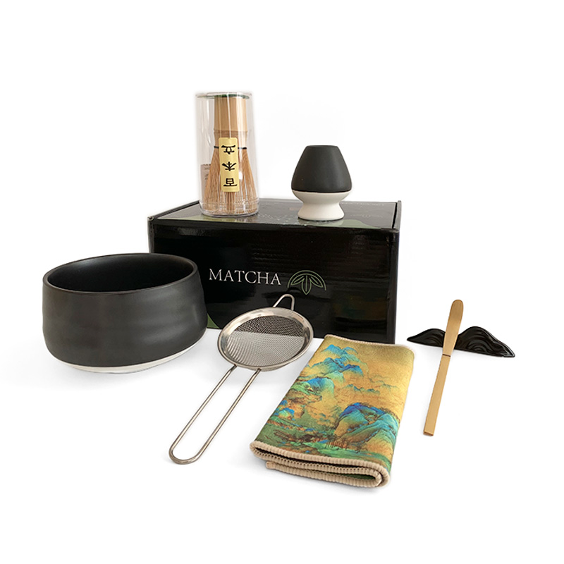 Набор Mavanto 5456 для приготовления чая матча 7 предметов Black + White