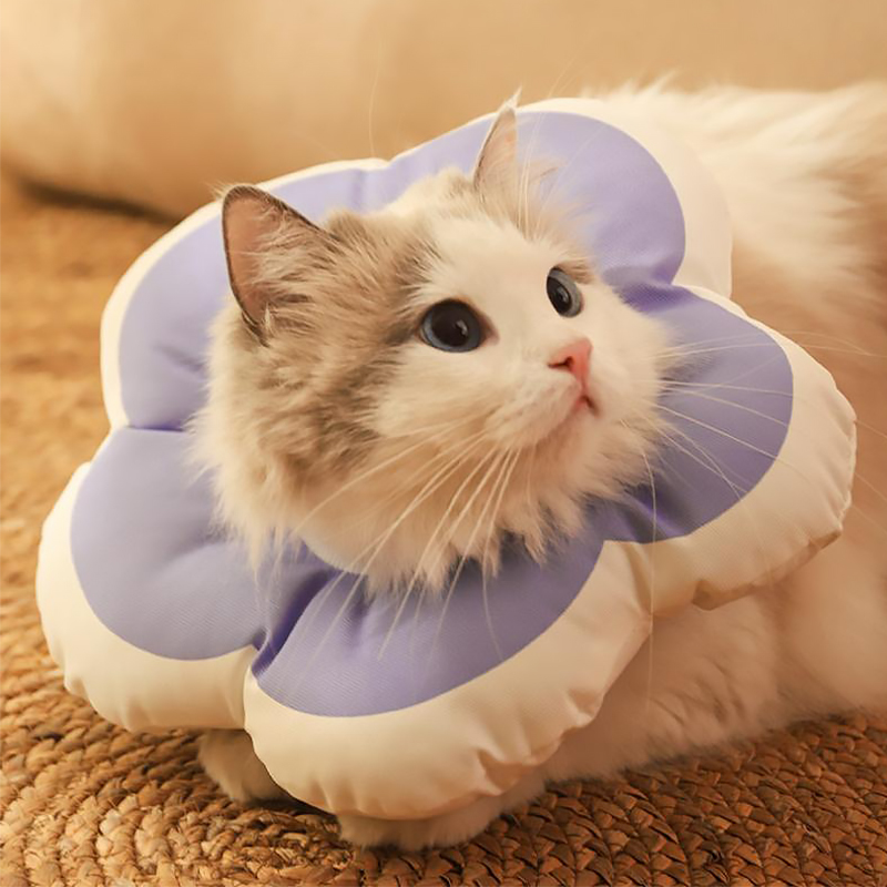 Мягкий воротник-подушка для кошек DT1018 послеоперационный защитный от вылизывания L Purple