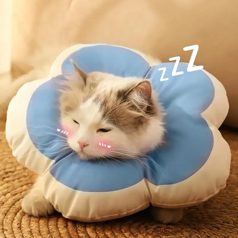 Мягкий воротник-подушка для кошек DT1018 послеоперационный защитный от вылизывания M Blue