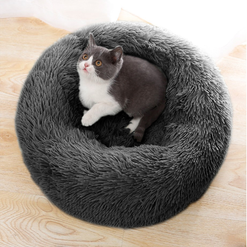 Лежак пуфик для котов собак круглый 552201 S Dark Grey