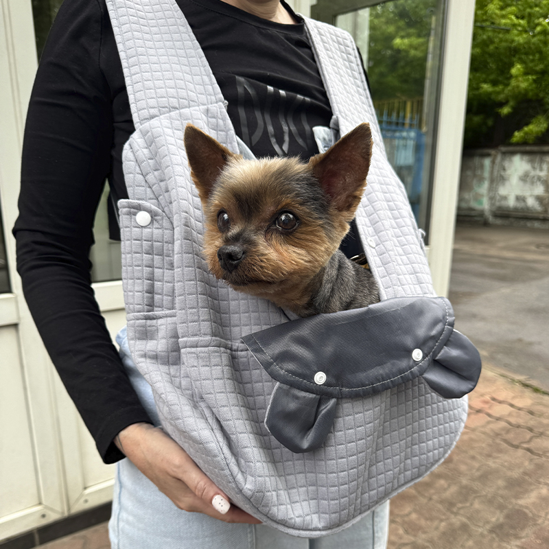 Нагрудная сумка-переноска для котов и собак 2307MSML1185 кенгуру Gray