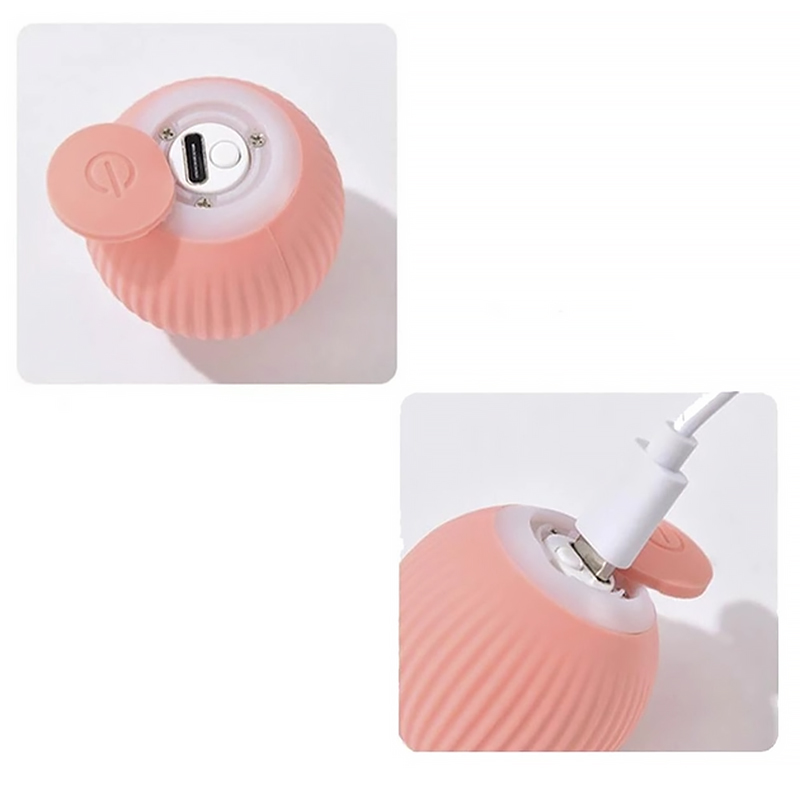 Интерактивный смарт шарик мячик DT475 для кота со звуком с USB Pink