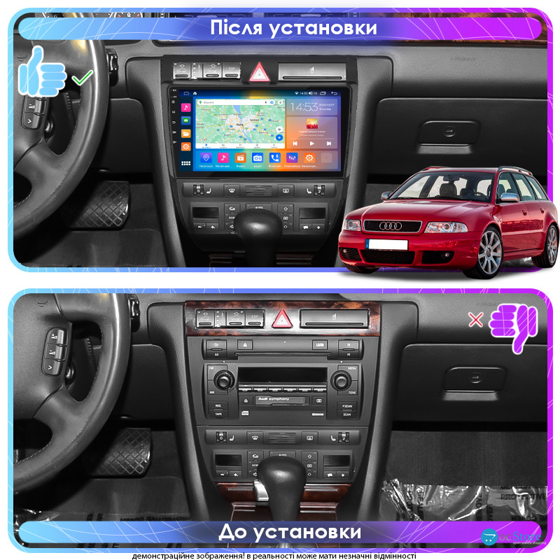Штатная магнитола Lesko для Audi RS 6 I (C5) 2002-2006 экран 9" 4/64Gb CarPlay 4G Wi-Fi GPS Prime