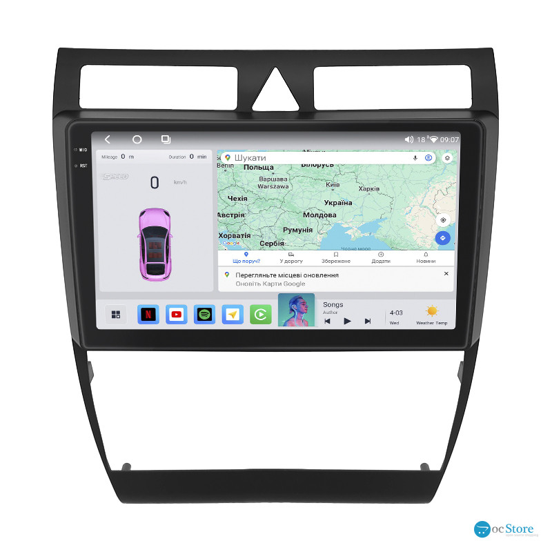 Штатная магнитола Lesko для Audi RS 6 I (C5) 2002-2006 экран 9" 4/64 QLED CarPlay 4G Wi-Fi GPS 360 Prime