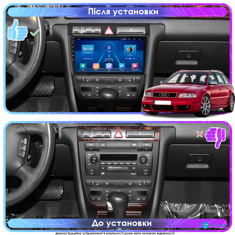 Штатная магнитола Lesko для Audi RS 6 I (C5) 2002-2006 экран 9" 2/32Gb 4G Wi-Fi GPS Top