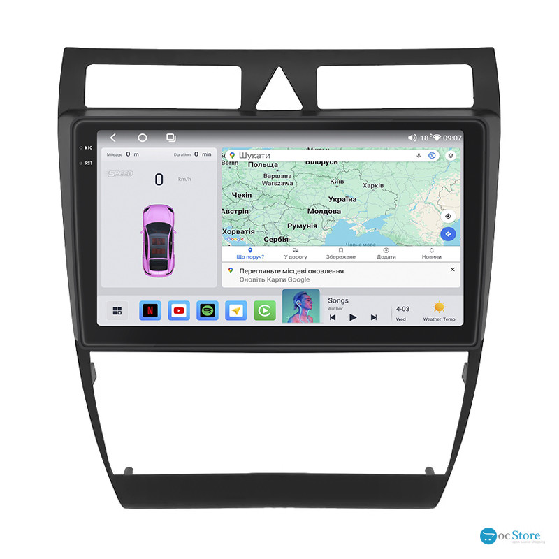 Штатная магнитола Lesko для Audi S6 II (C5) 1999-2004 экран 9" 4/64 QLED CarPlay 4G Wi-Fi GPS 360 Prime