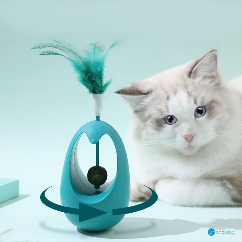 Игрушка для котов Taotaopets 027714 Неваляшка с перьями и кошачьей мятой Blue