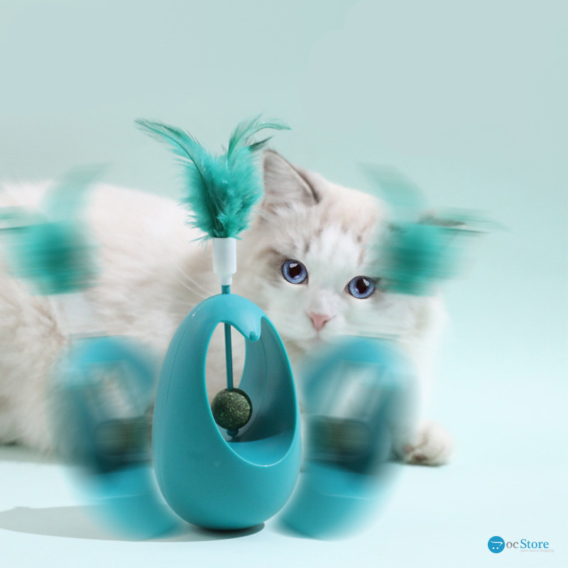 Игрушка для котов Taotaopets 027714 Неваляшка с перьями и кошачьей мятой Blue