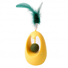 Игрушка для котов Taotaopets 027714 Неваляшка с перьями и кошачьей мятой Yellow