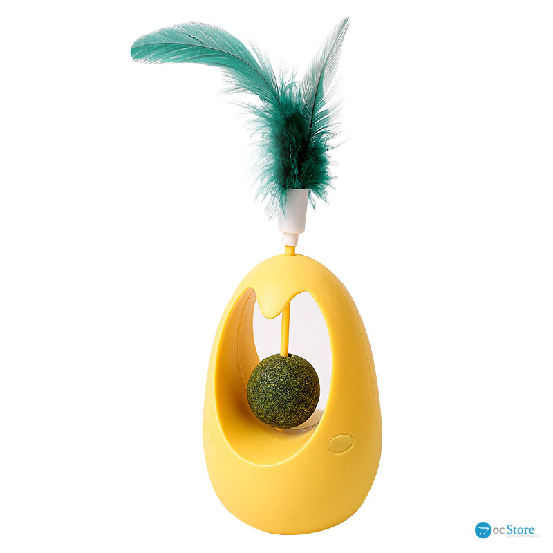 Игрушка для котов Taotaopets 027714 Неваляшка с перьями и кошачьей мятой Yellow