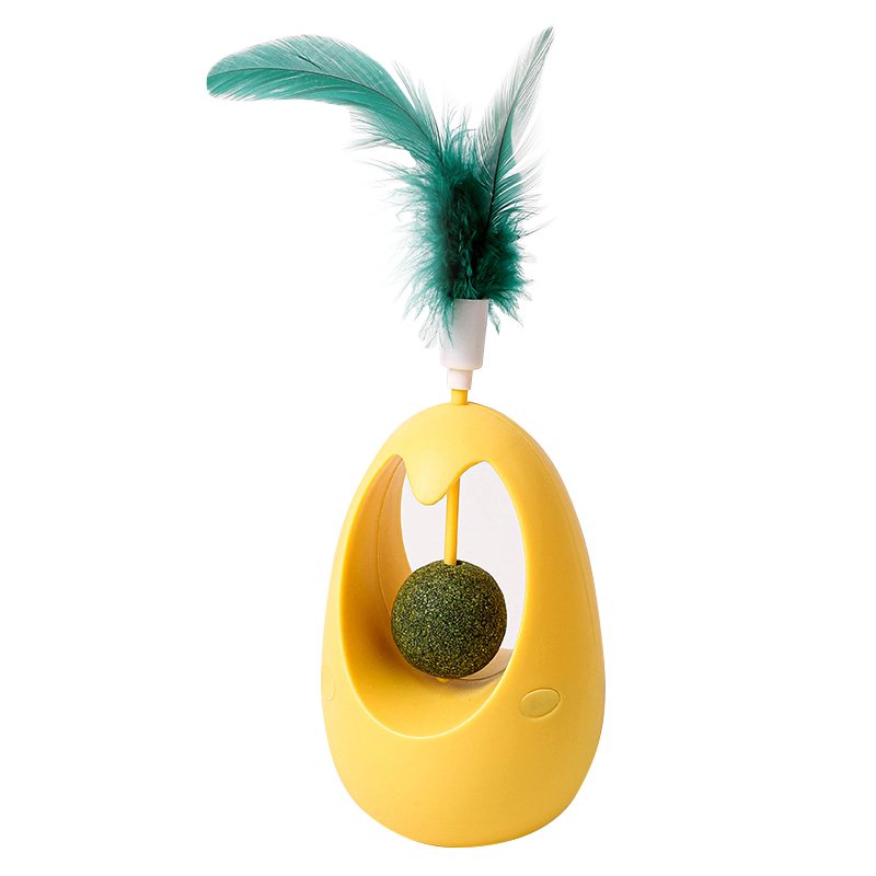 Игрушка для котов Taotaopets 027714 Неваляшка с перьями и кошачьей мятой Yellow
